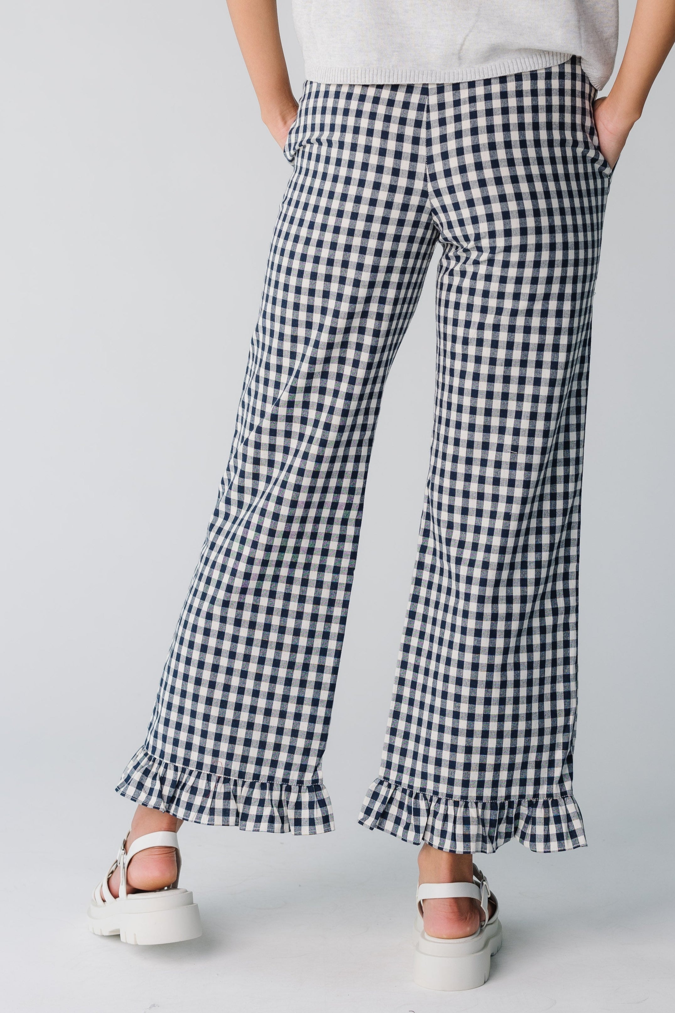 Reisehose mit Gingham-Karo