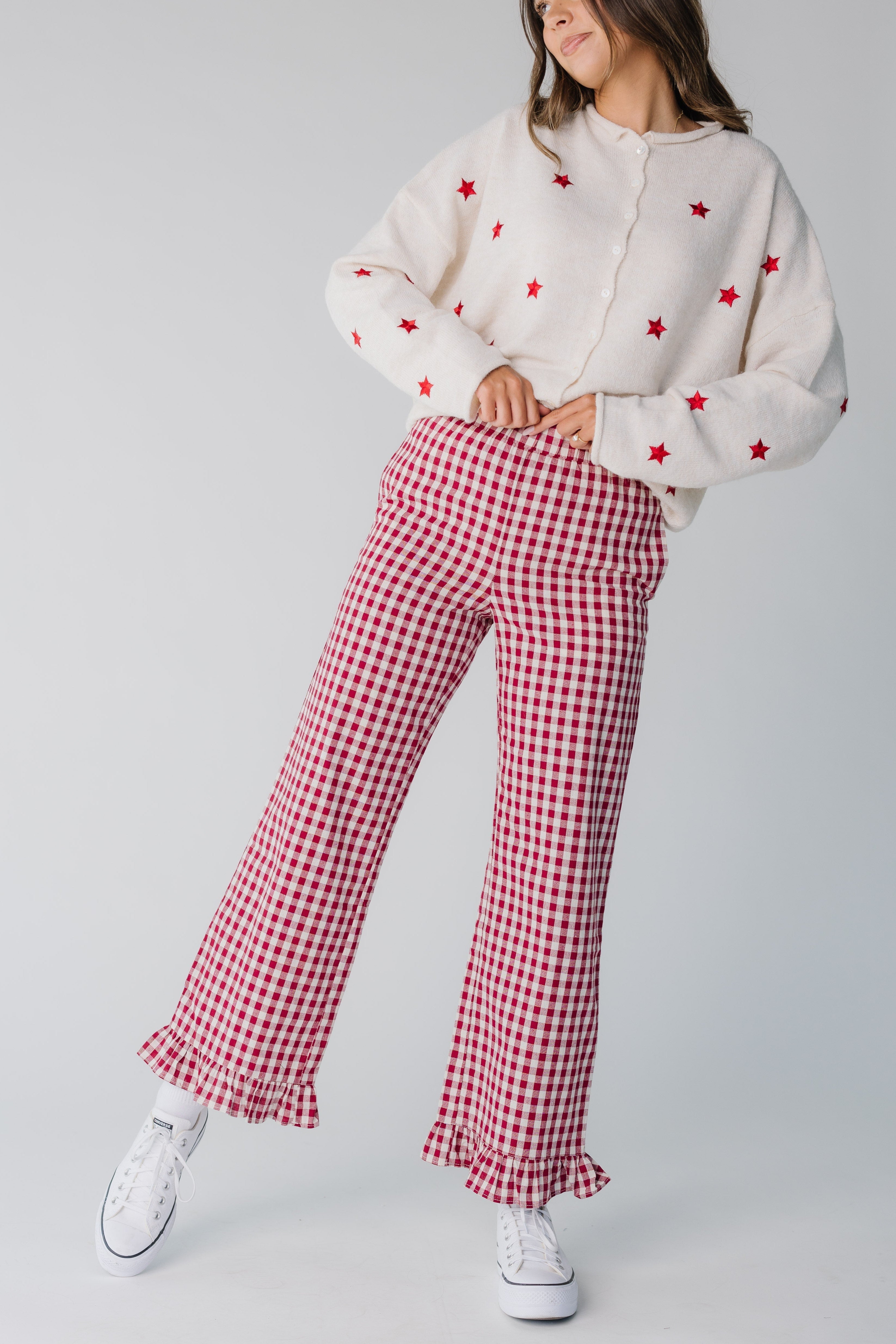 Reisehose mit Gingham-Karo