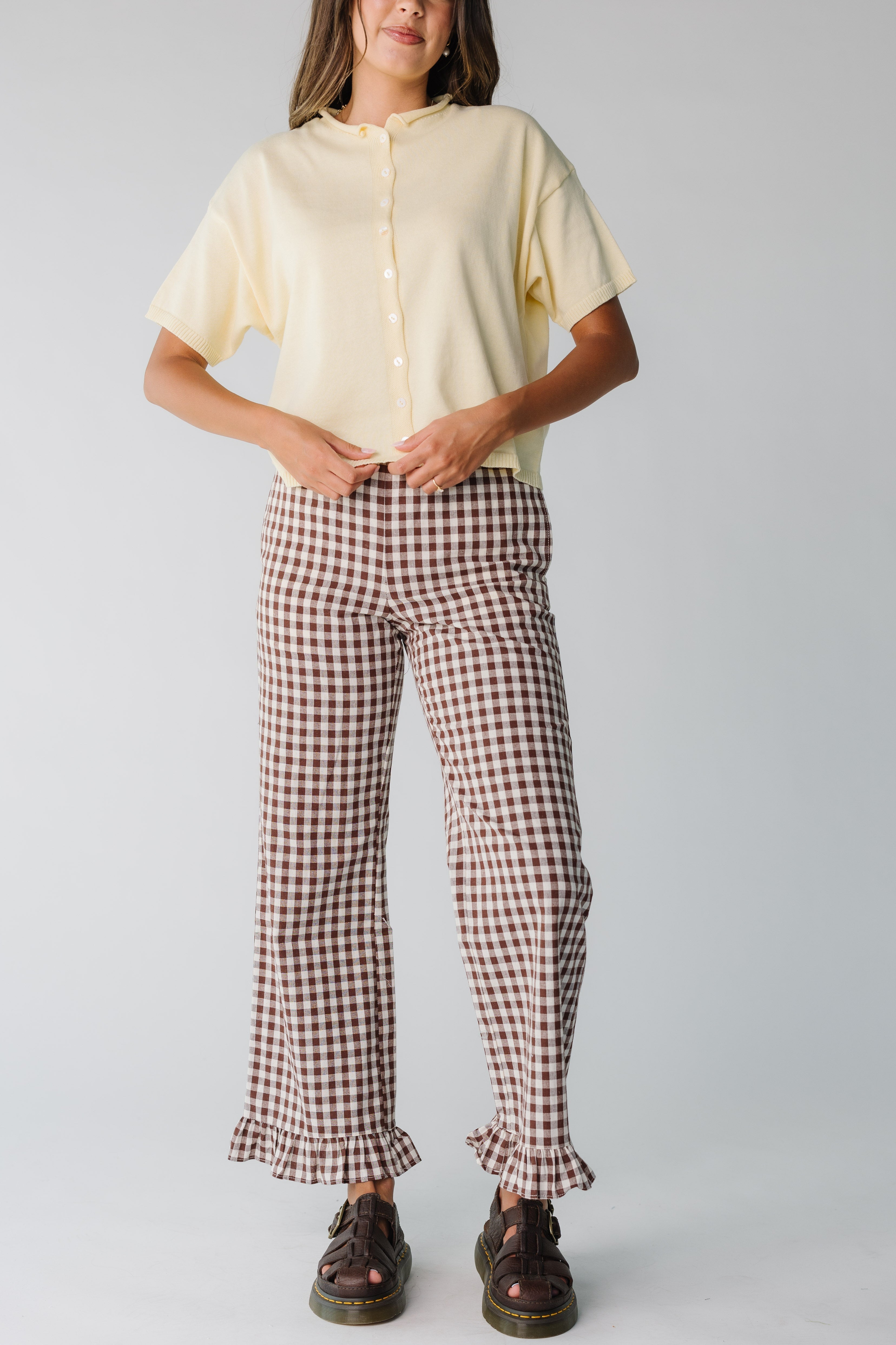 Reisehose mit Gingham-Karo