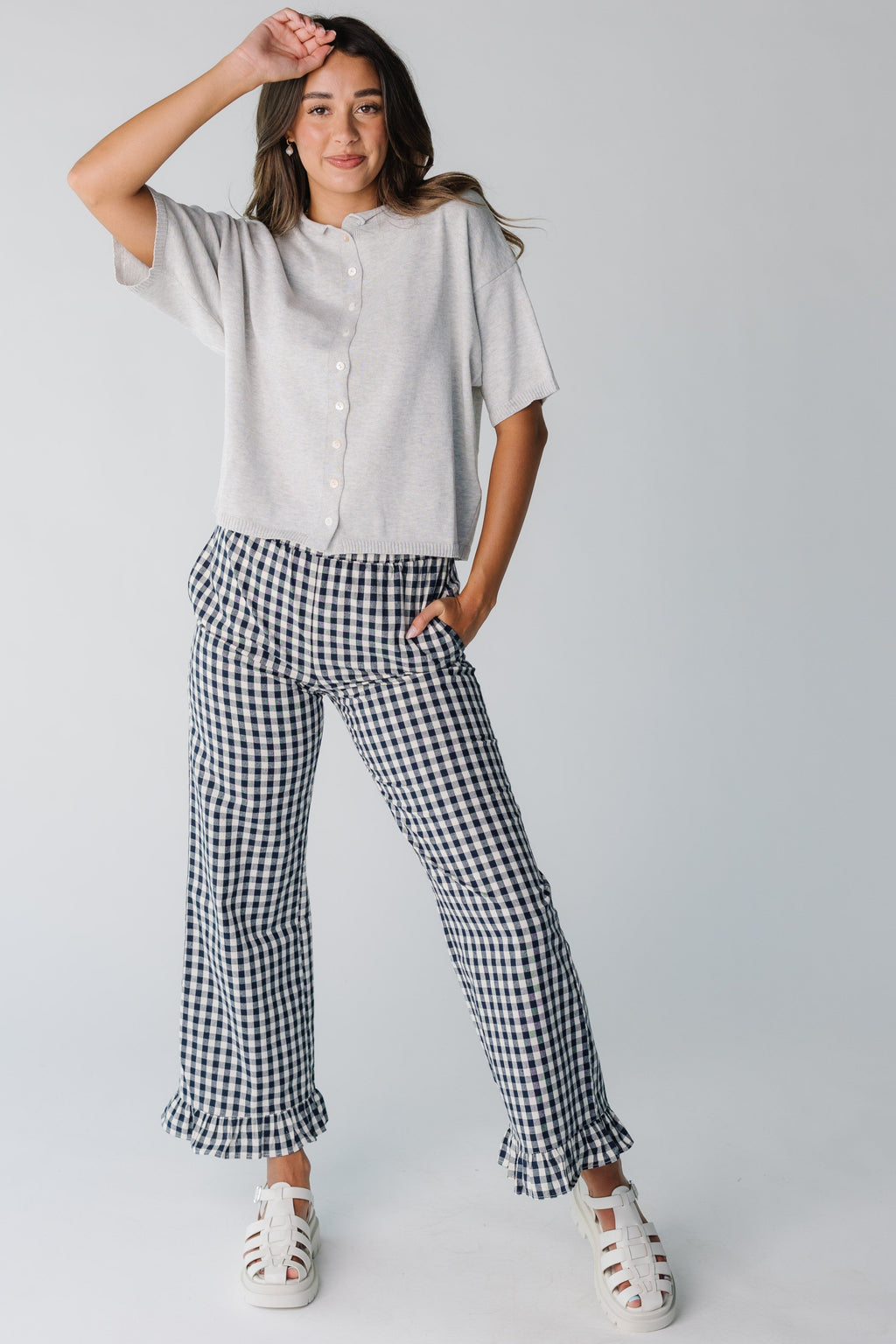 Reisehose mit Gingham-Karo