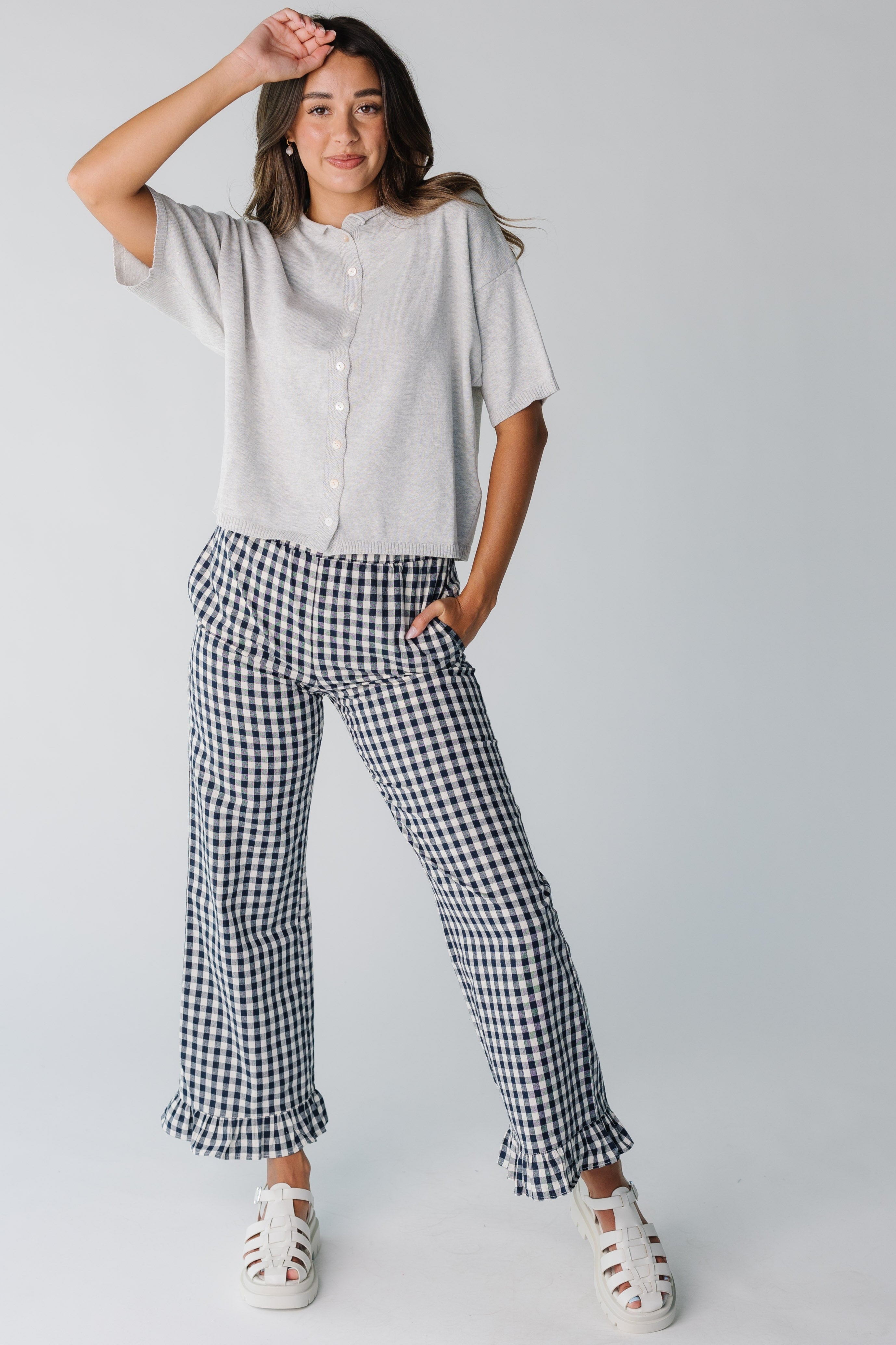 Reisehose mit Gingham-Karo