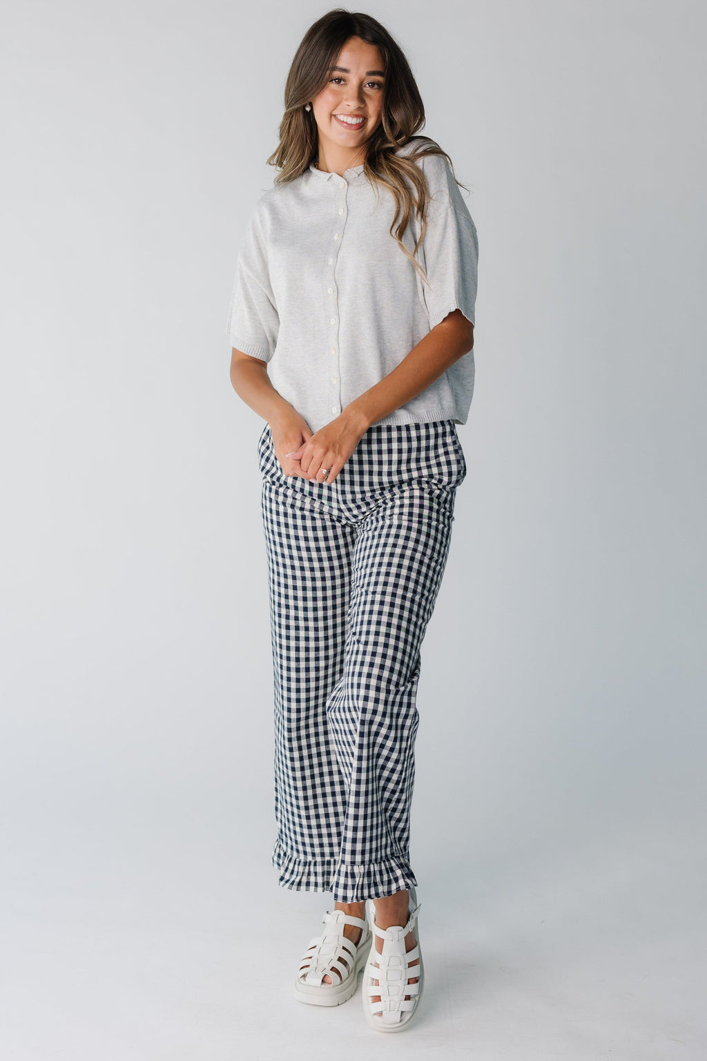 Reisehose mit Gingham-Karo