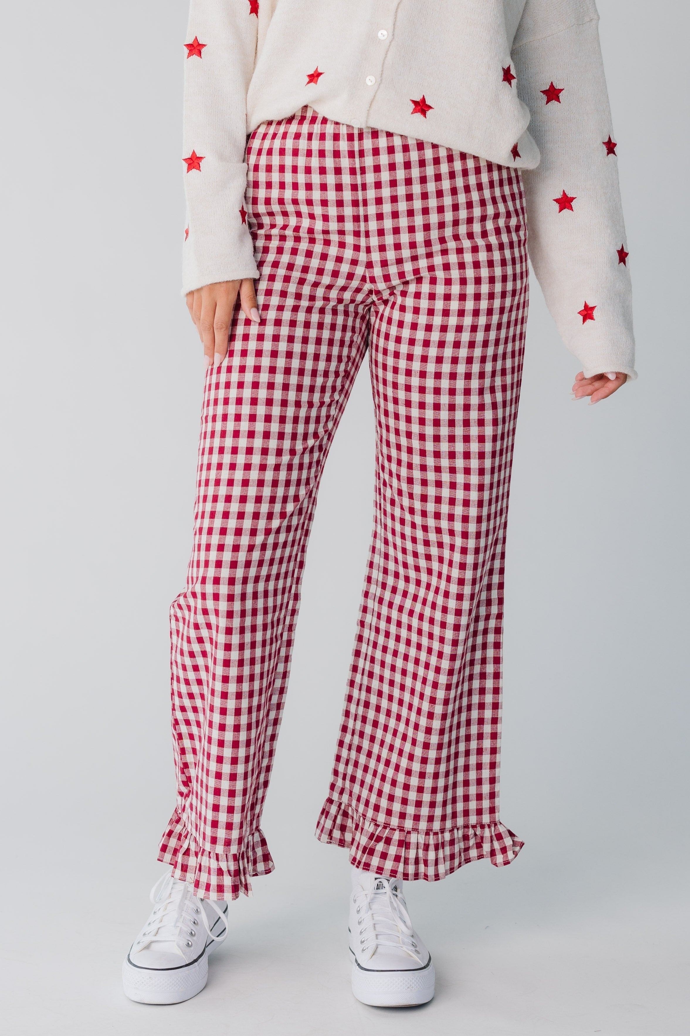 Reisehose mit Gingham-Karo