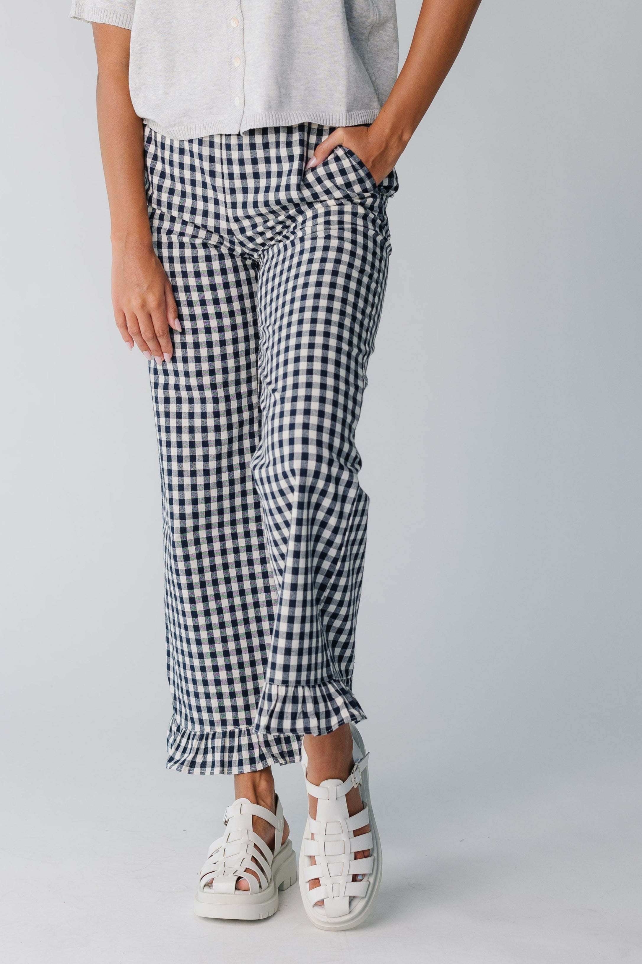 Reisehose mit Gingham-Karo