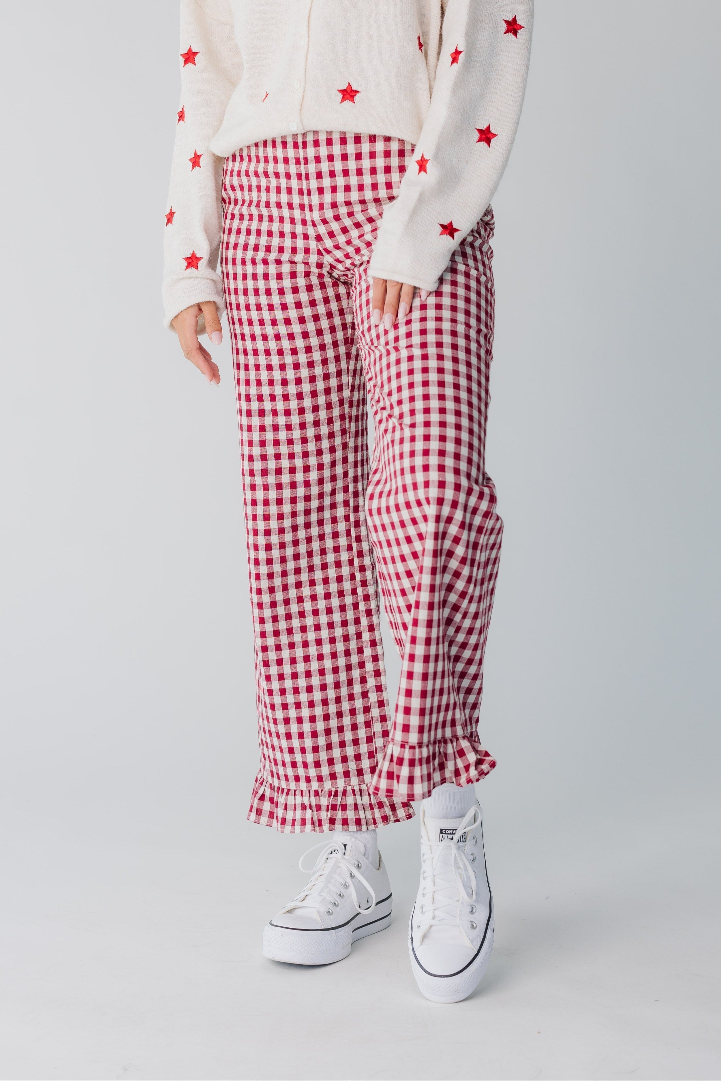 Reisehose mit Gingham-Karo