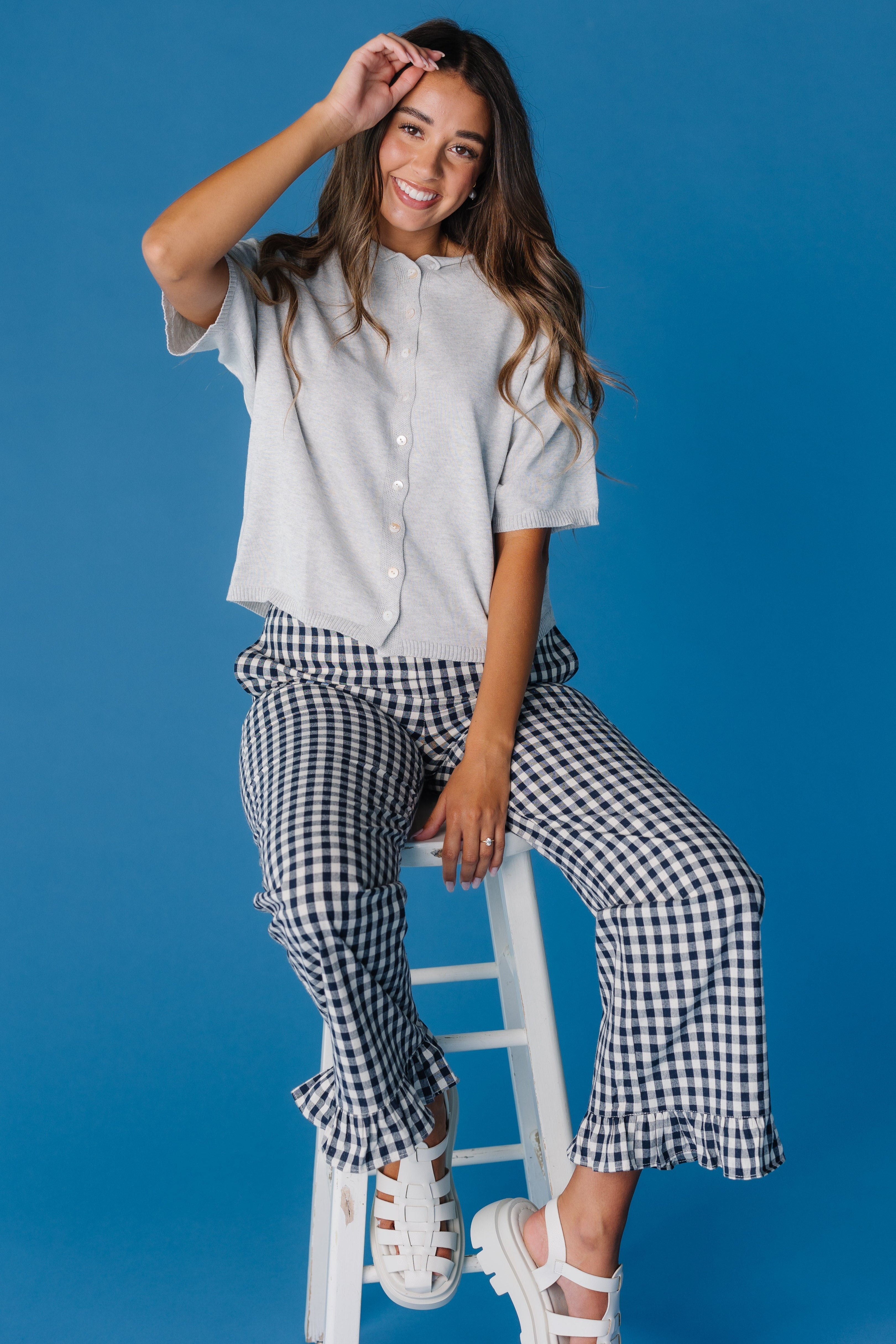 Reisehose mit Gingham-Karo